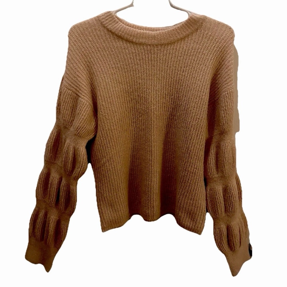 Peach Cottagecore Lantern Bubble Sleeves Sweater-Women’s XS-Cozy Coquette Soft